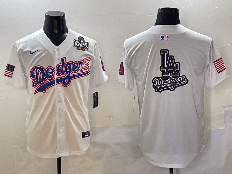 Men Los Angeles Dodgers Blank White national flag second generation joint name Nike 2025 MLB Jersey style 21->los angeles dodgers->MLB Jersey